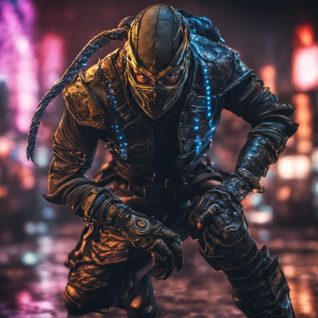 Hyperrealistic Cyberpunk Ninja as Scorpion