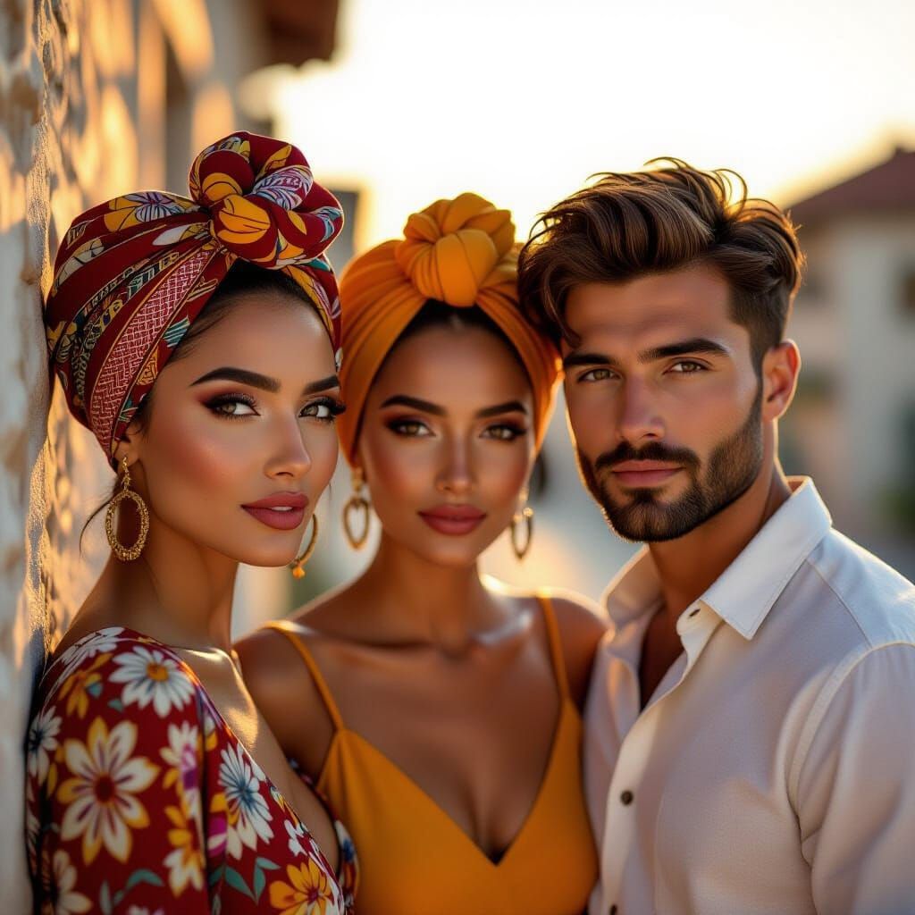 Diverse Group in Golden Hour Light, Photorealistic Style