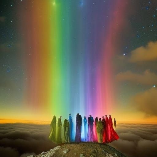 Rainbow Dancers Under Starry Skies: Matte Painting