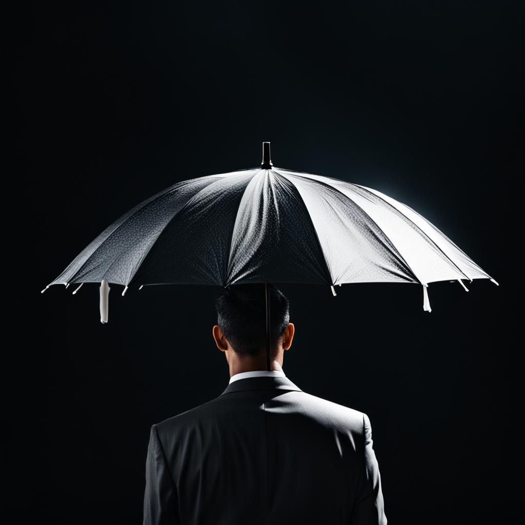 Man with White Umbrella in Bokeh Photography