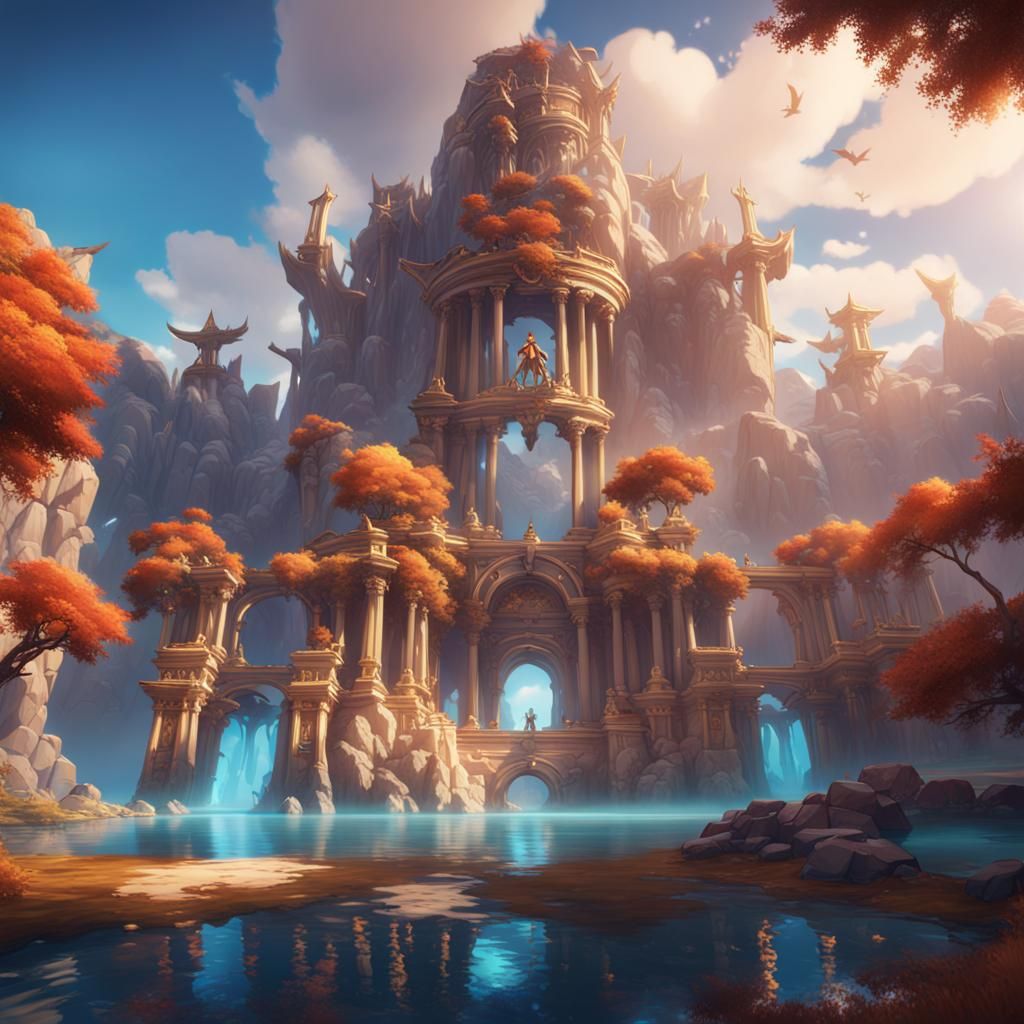 Greek Mythology Game Art in Genshin Impact Style