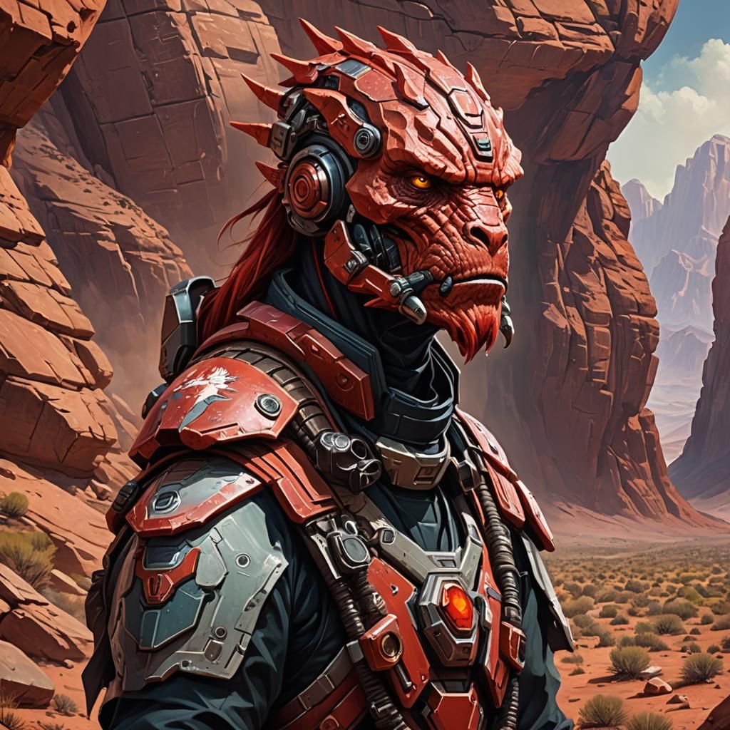 Sci-Fi Red Rock Creature Commander Portrait
