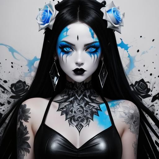 Angry Gothic Angel with Roses in Graffiti Art