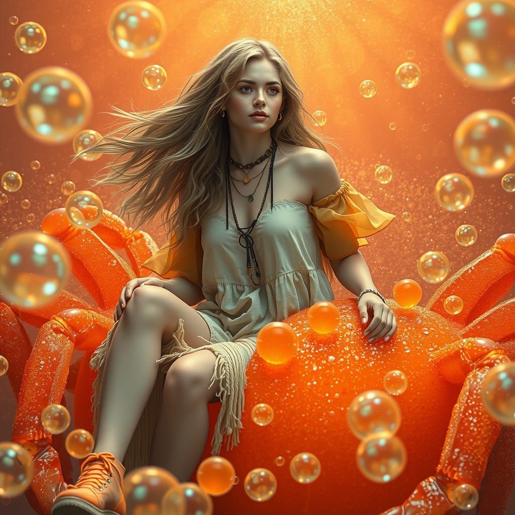 Gummy Crab Rider in Soda Sea: Dreamlike Art