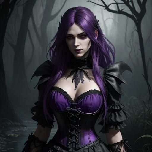 Gothic Vampire in Bayou: Dark Fantasy Art