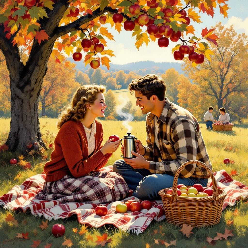 Autumn Picnic in American Realism Style