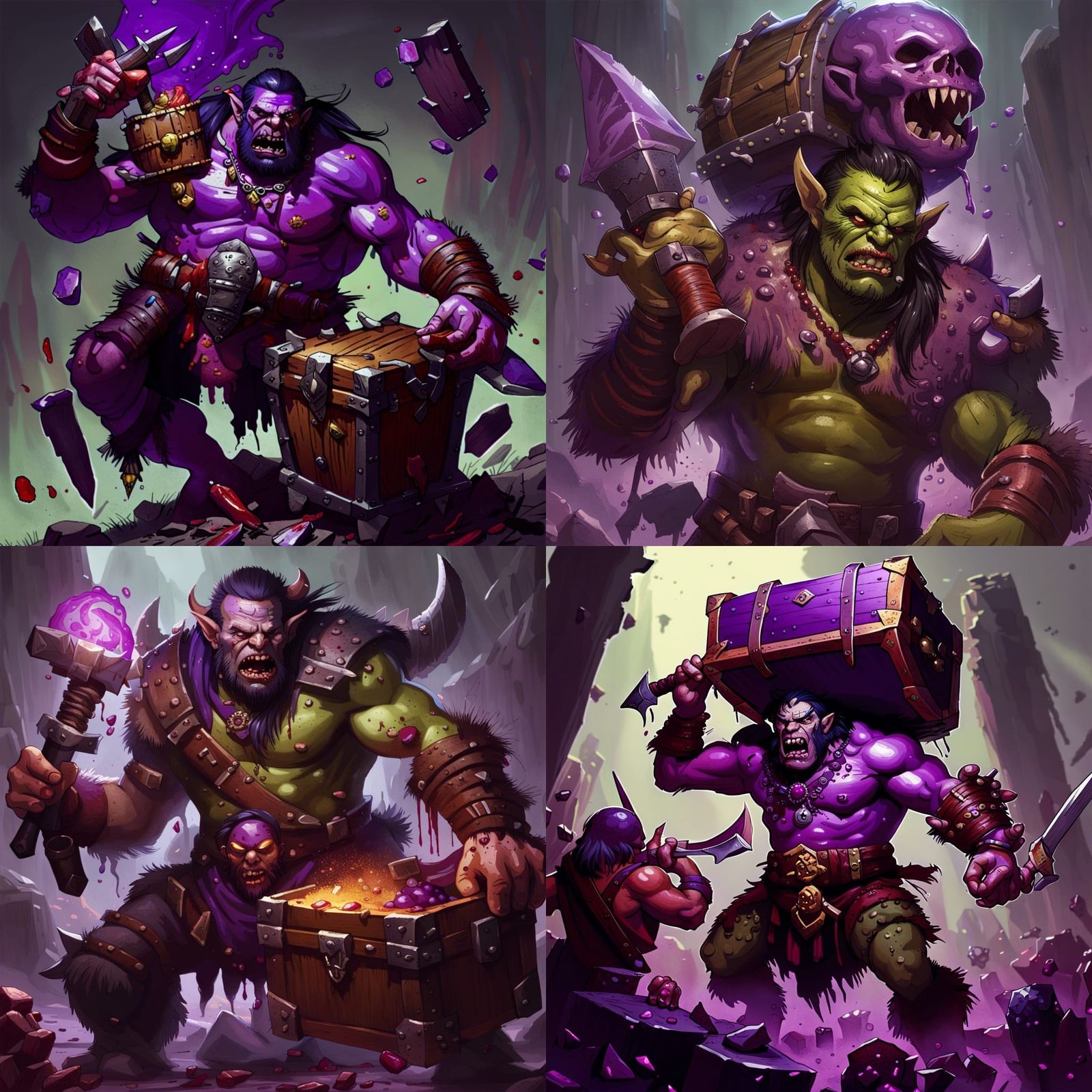 Half-Orc Barbarian Battles Treasure Chest Mimic