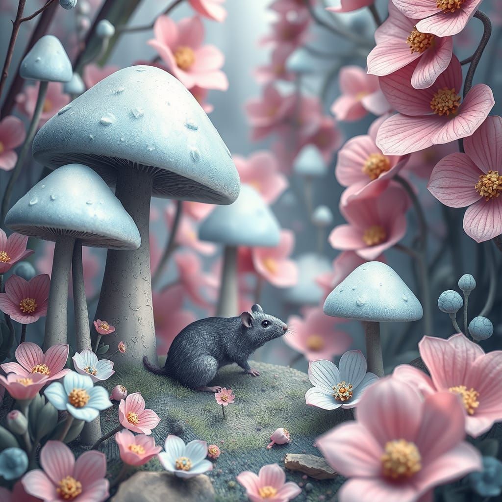 Whimsical Forest Scene in Fairytale Style