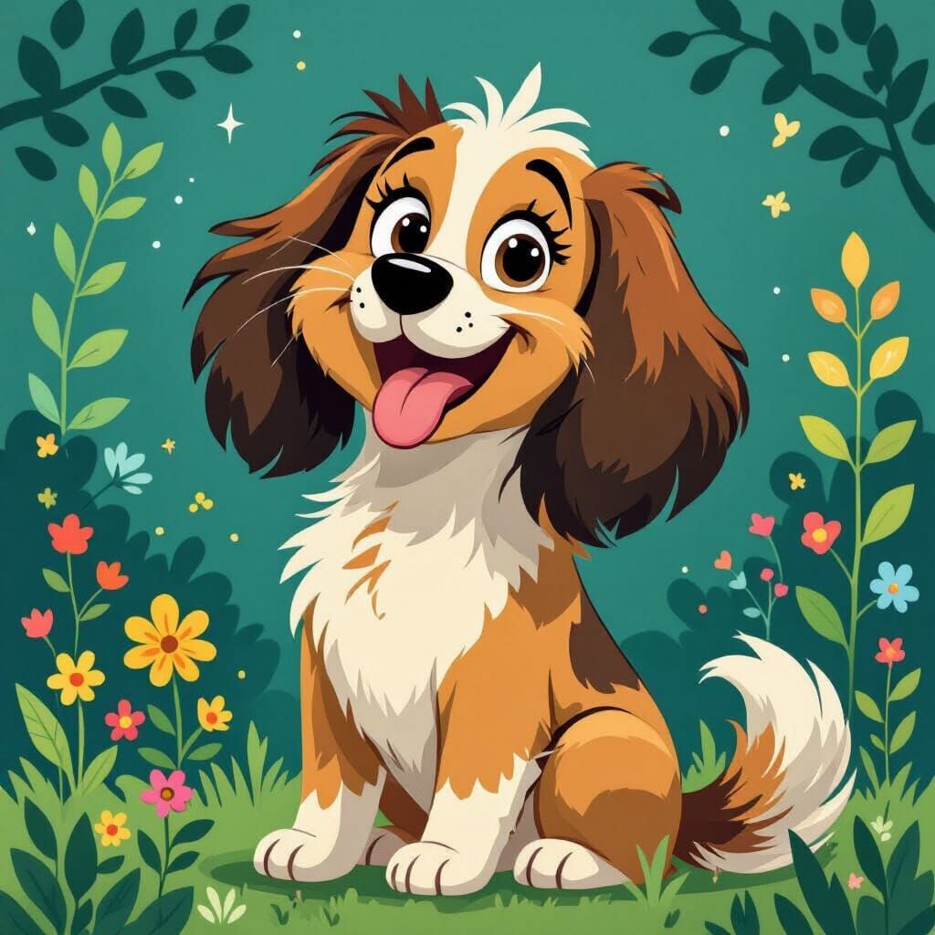 Happy Dog with Wagging Tail and Perked Ears