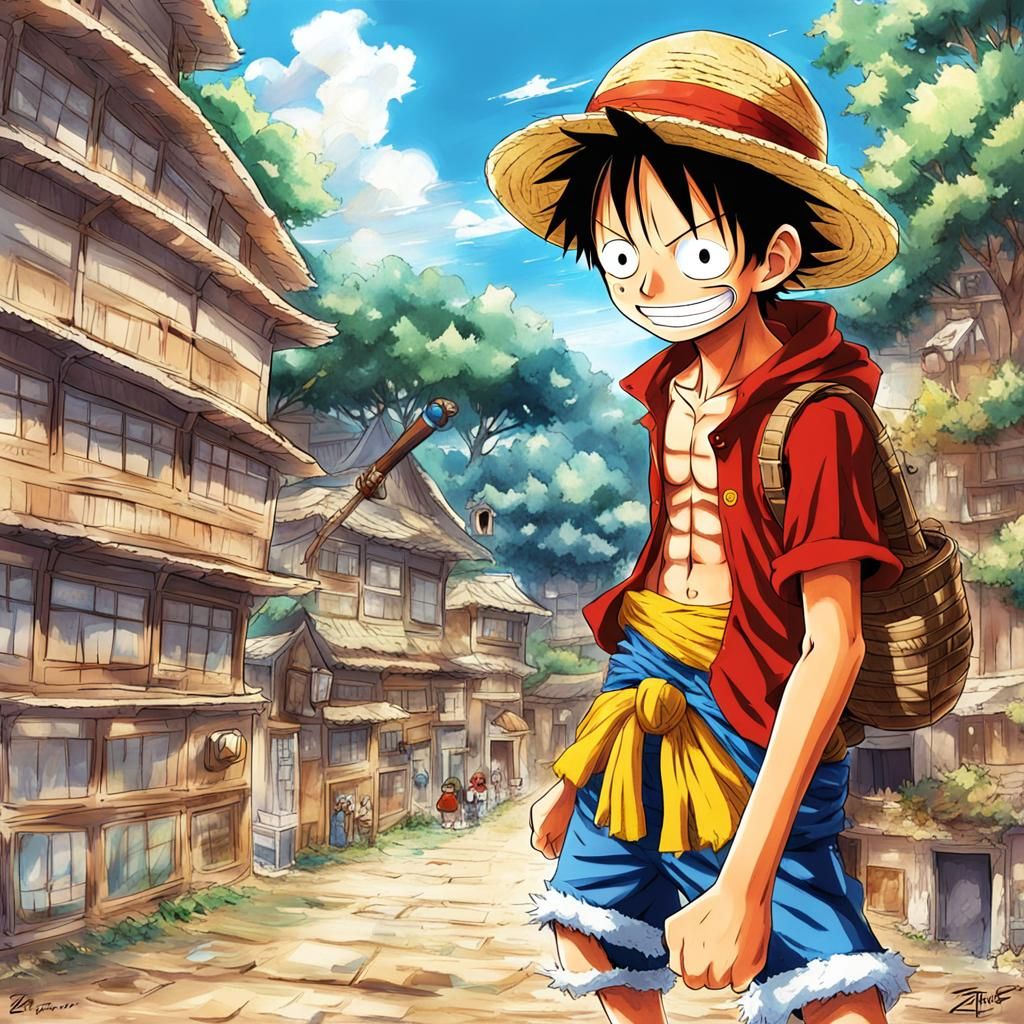 Luffy from One Piece in Anime Style