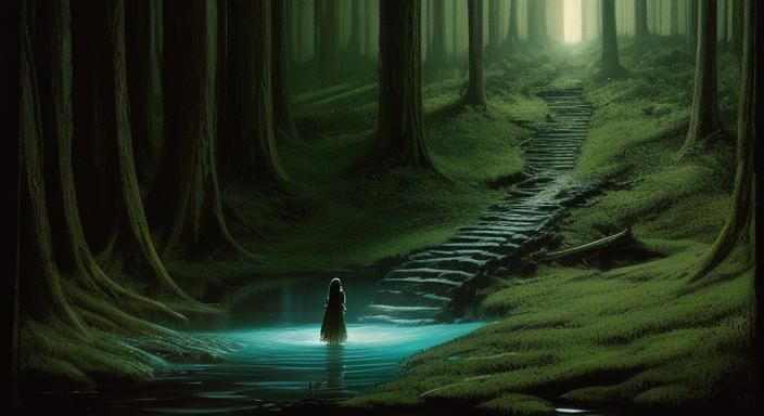 Reptilian Woman Emerges: Pulp Fantasy Art