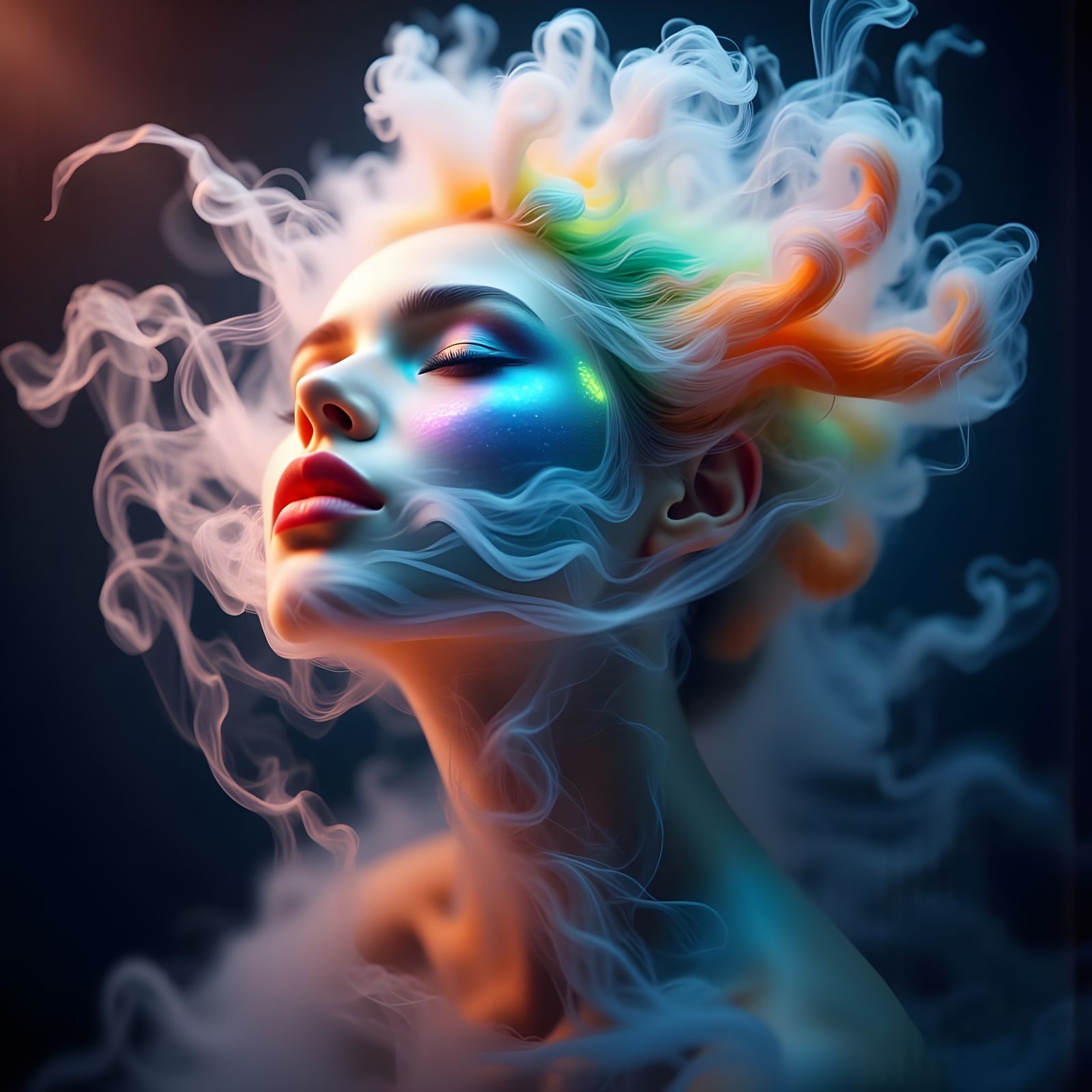 Dreamlike Steam Formations in Vibrant Colors