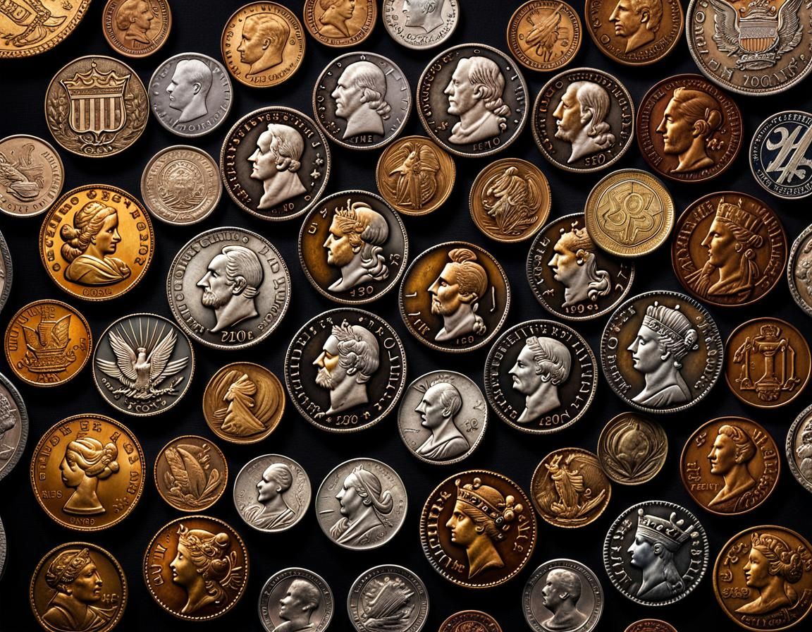 Rare and Old Coins Collection on Velvet