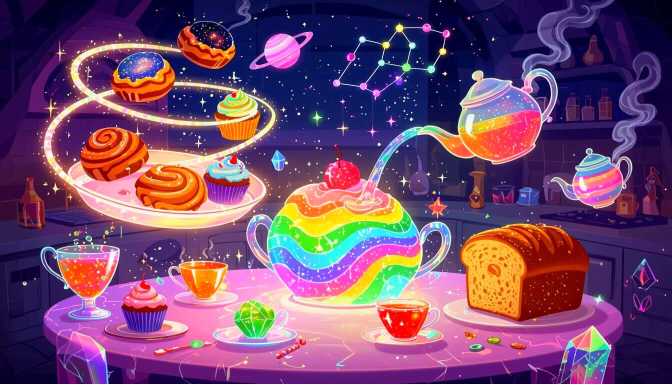 Cosmic Kitchen Feast: Magical Floating Delights