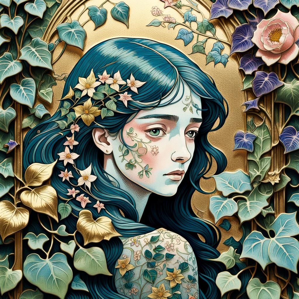 Secret Garden Enamel Pin in Art Nouveau Style