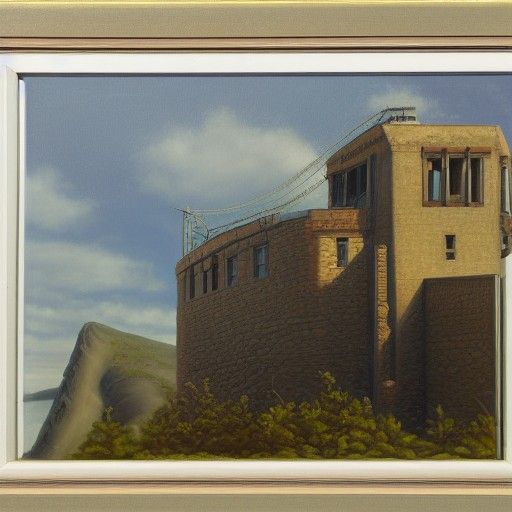 Prison Interior in Oil Painting Style