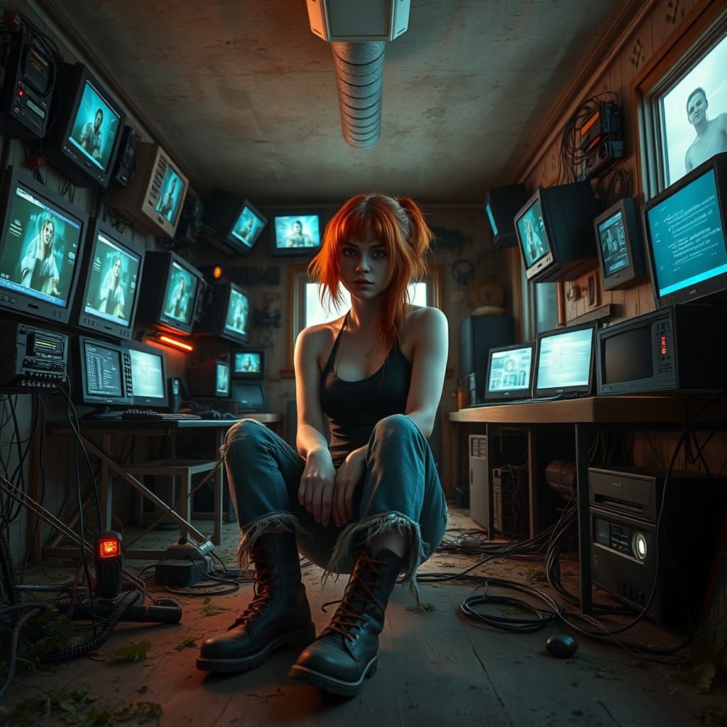 Abandoned Apocalypse Survivor in Cyberpunk Trailer Park