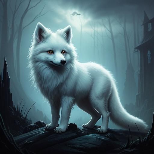 Sinister Pomeranian Portrait in Comic Book Style