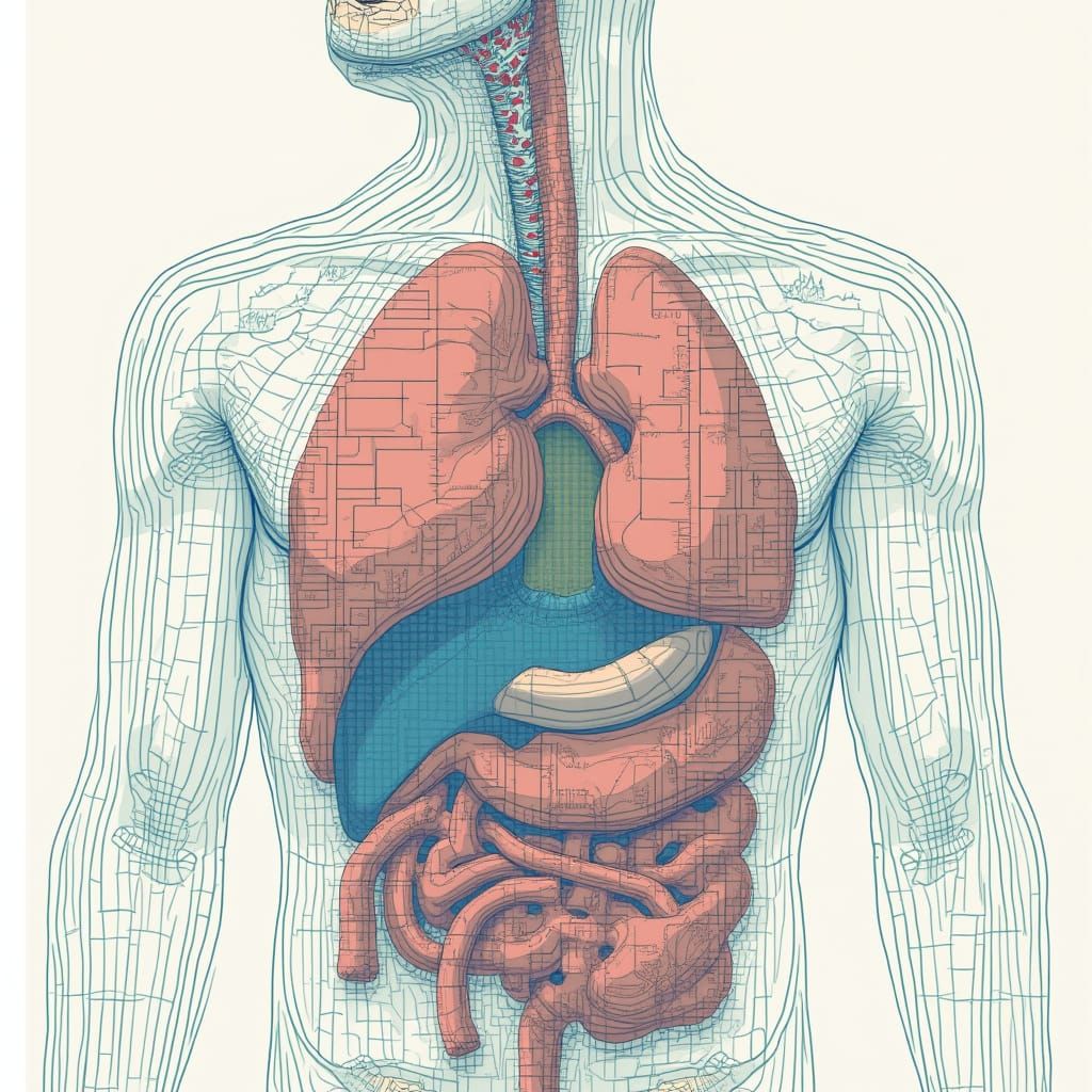 Vector City Blueprint with Organic Architectural Forms