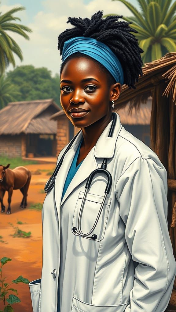 Black Female Doctor in African Village: A Masterpiece