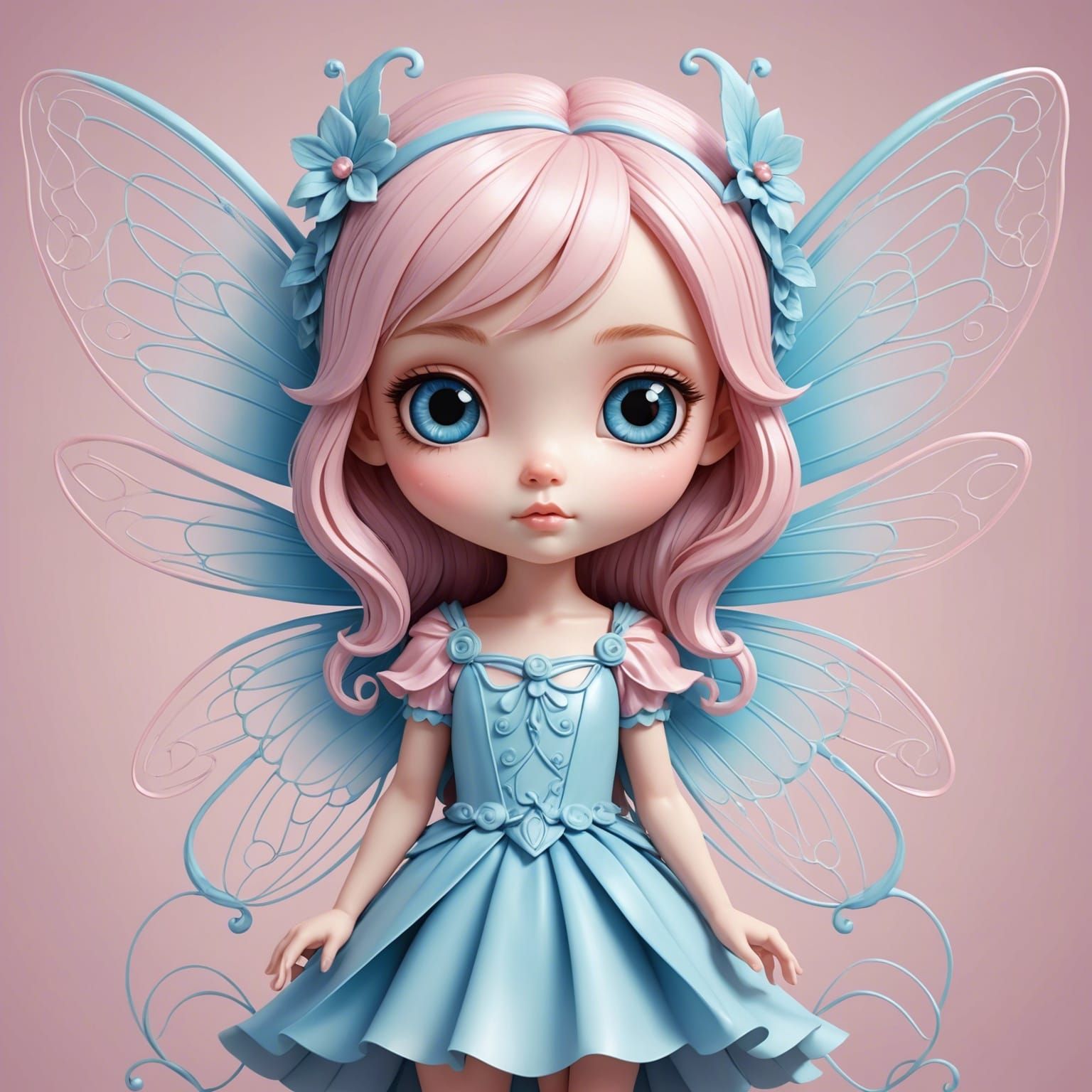 Chibi Fairy in Trompe-l'oeil Style