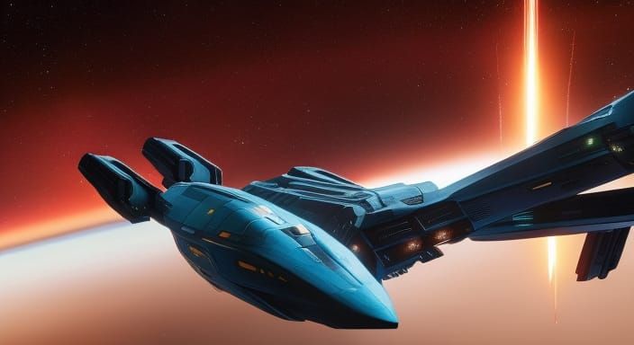 Futuristic Spacecraft Docks at Orbital Station