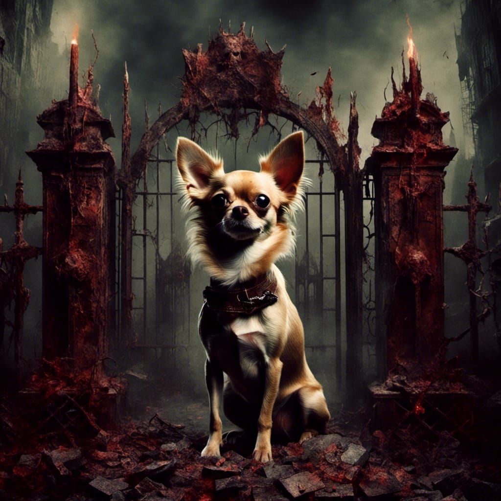 Three-Headed Chihuahua Guards the Gates of Hell