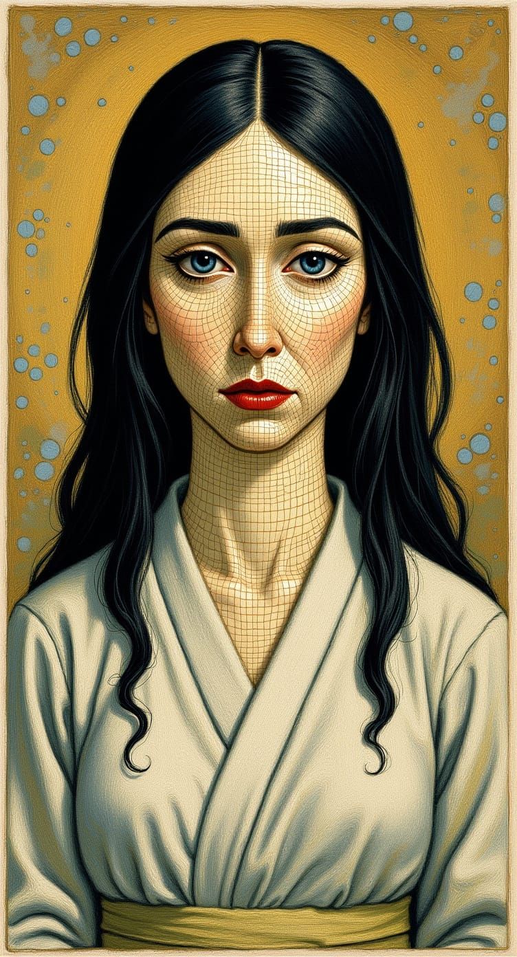 Surreal Woman Portrait in Byzantine Mosaic Style