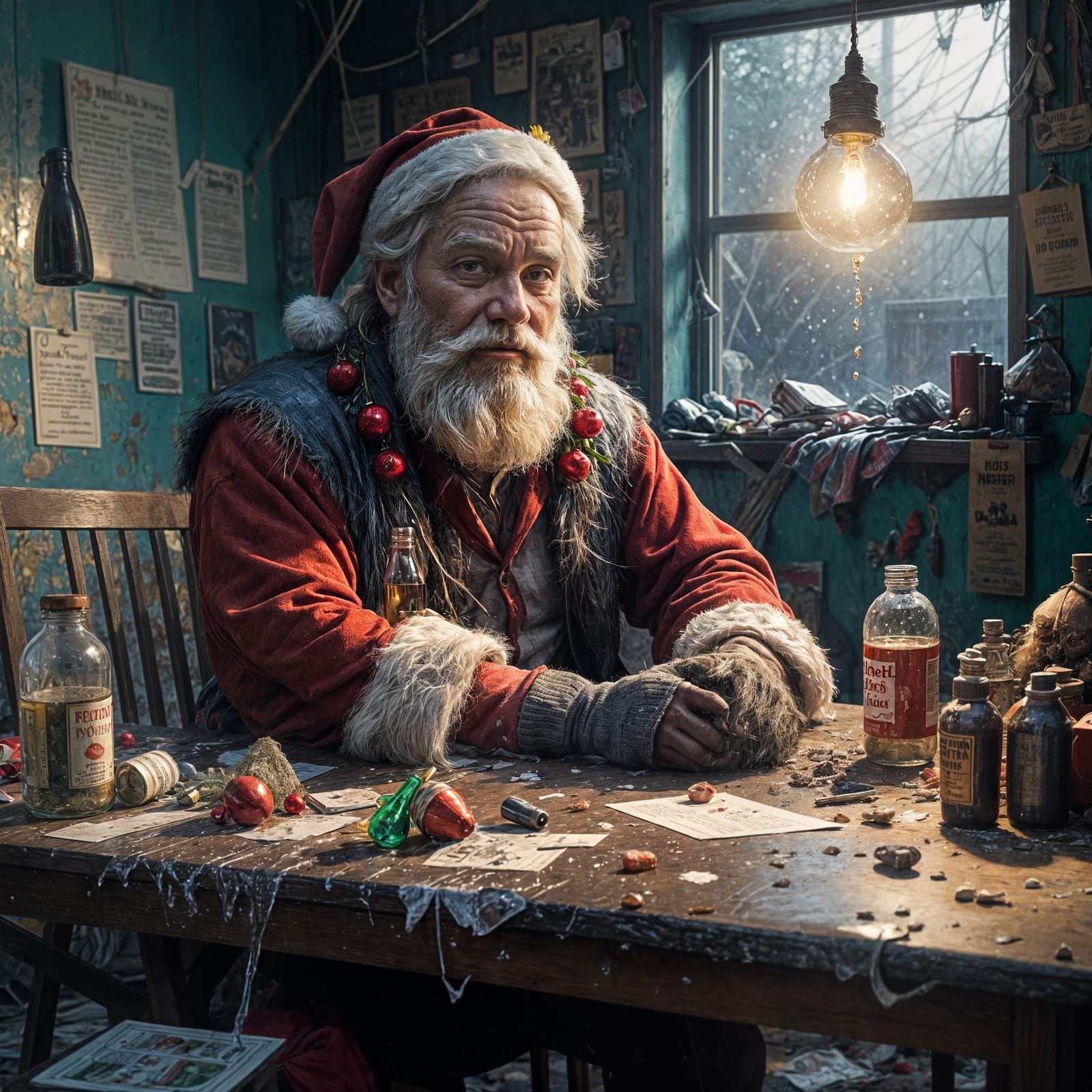 Realistic Depiction of a Broken Santa Claus