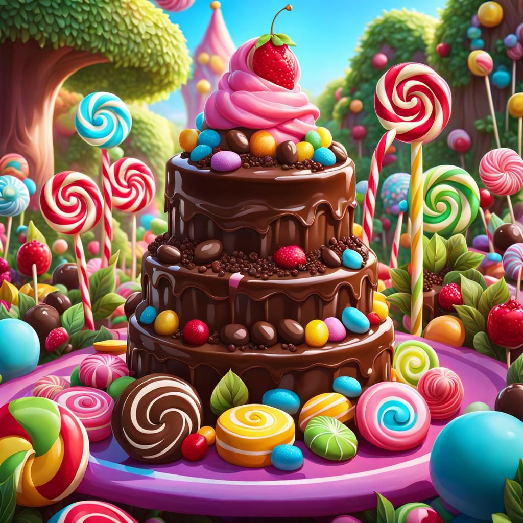Magical Chocolate Garden in Candy Art Style