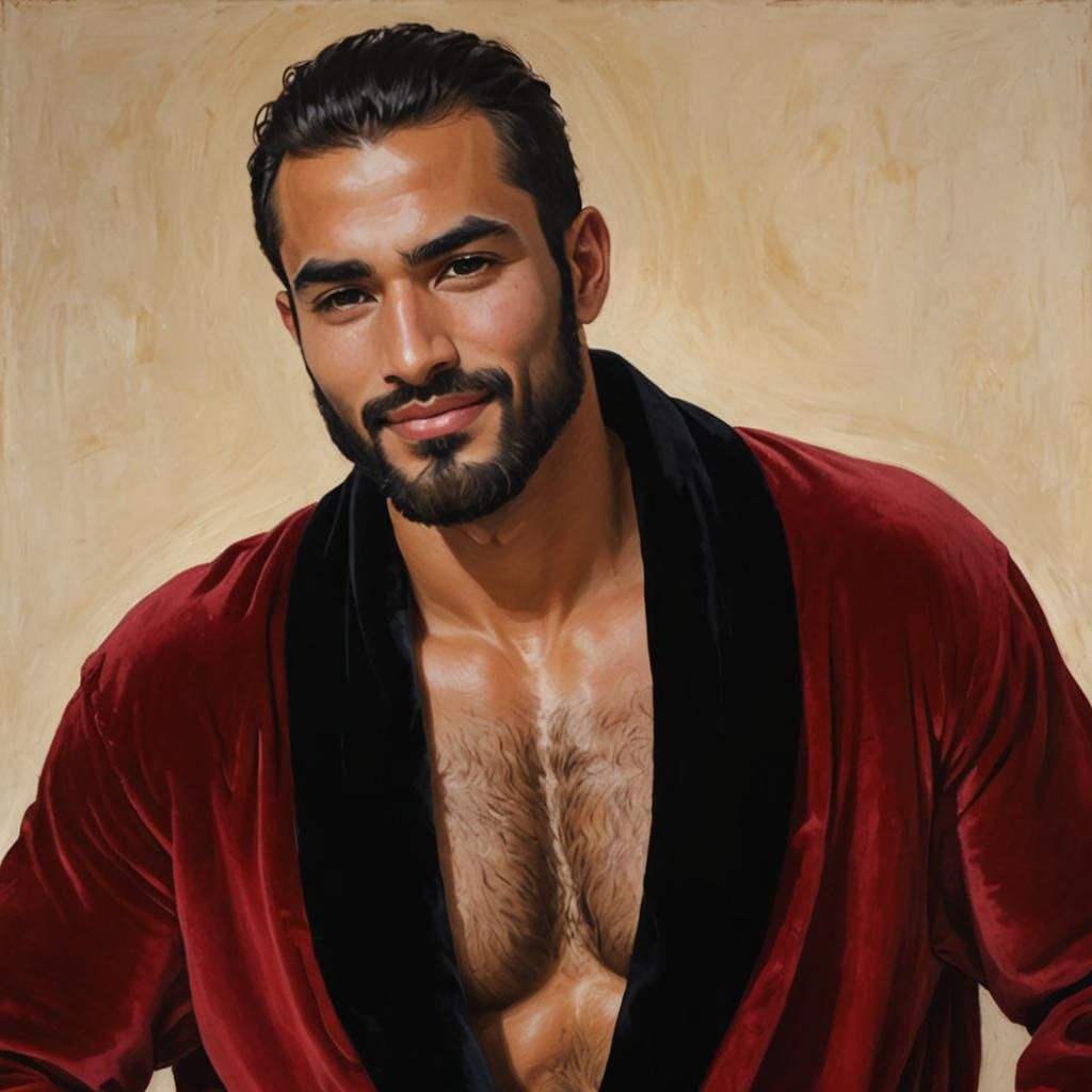 Elegant Man in Red Robe: Impressionist Oil Painting