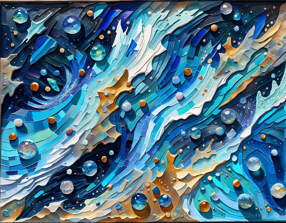 Cosmic Swimming Pool: Impasto Gouache Painting