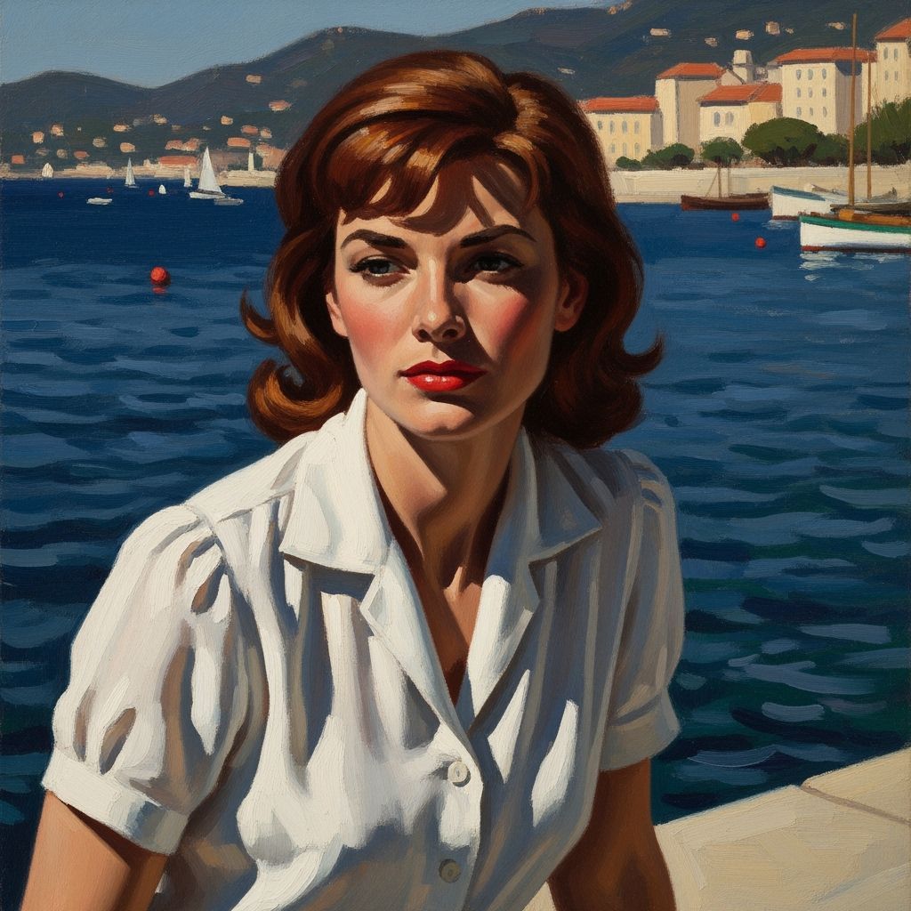 Woman on Riviera in Edward Hopper Style
