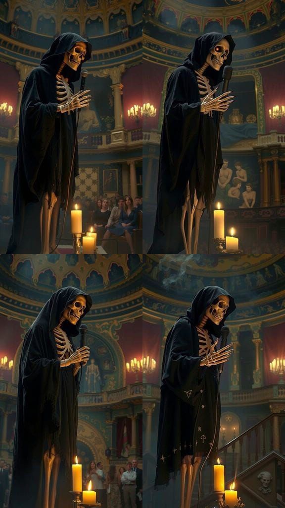 Ethereal Gothic Figure Performs Dark Enchantment on Candle-L...