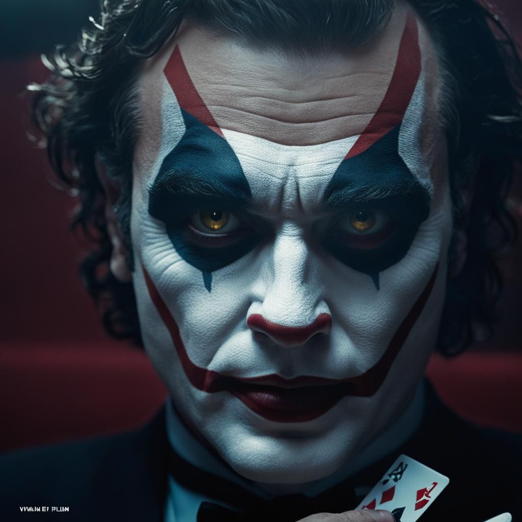 Cinematic Joker Film Still with Playing Cards