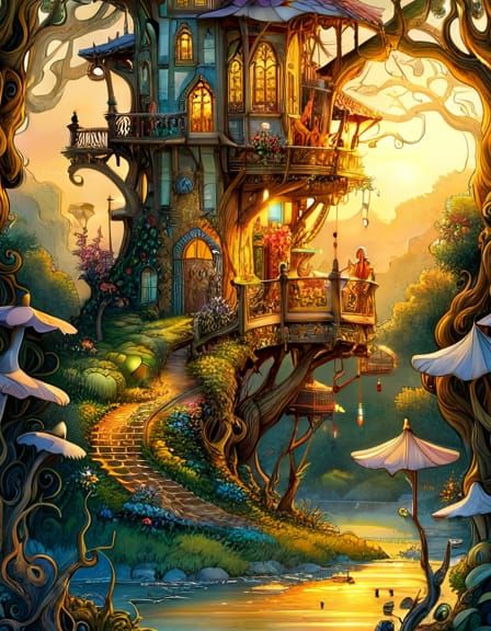 Enchanted Elvish Stairway to Fae Treehouse