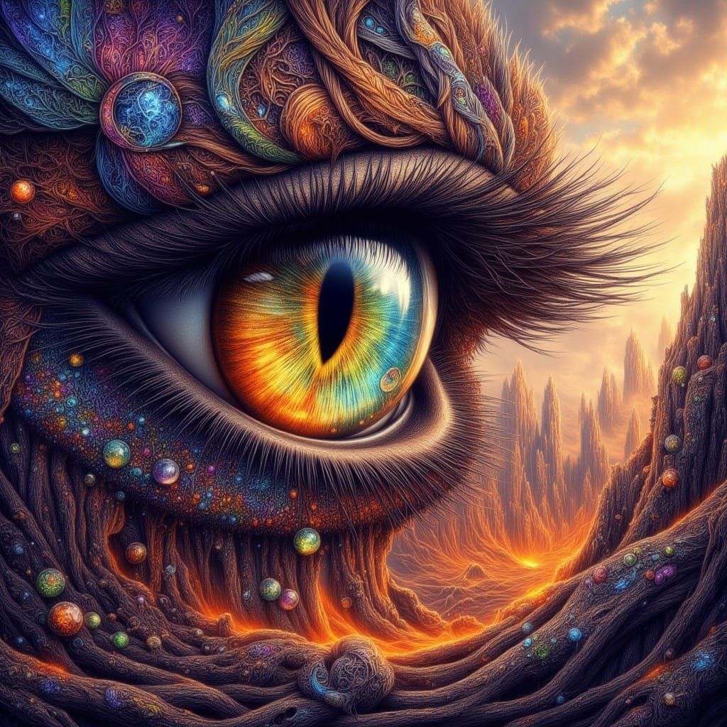 Dragon's Eye Reflecting Volcanic Landscape