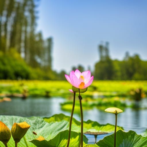 Lotus Flowers in Pond: Professional Photography