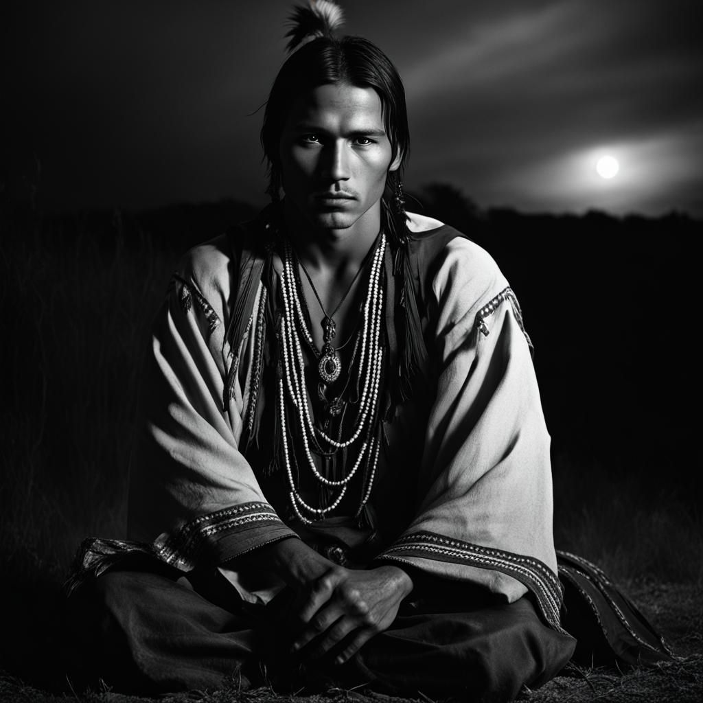 Native american beauty. Cheyenne man, traditional clothing.