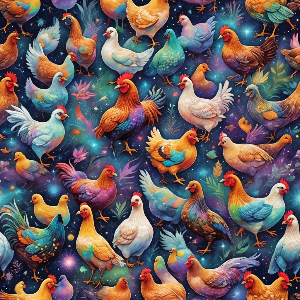 Astral Chickens and Ducks in Cosmic Illustration