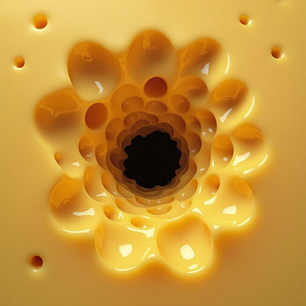 Giant Swiss Cheese Hole POV in Surreal Style