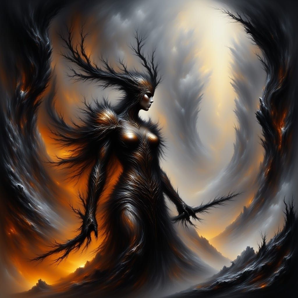 Warrior in Ruined Landscape: Warhammer-Inspired Concept Art