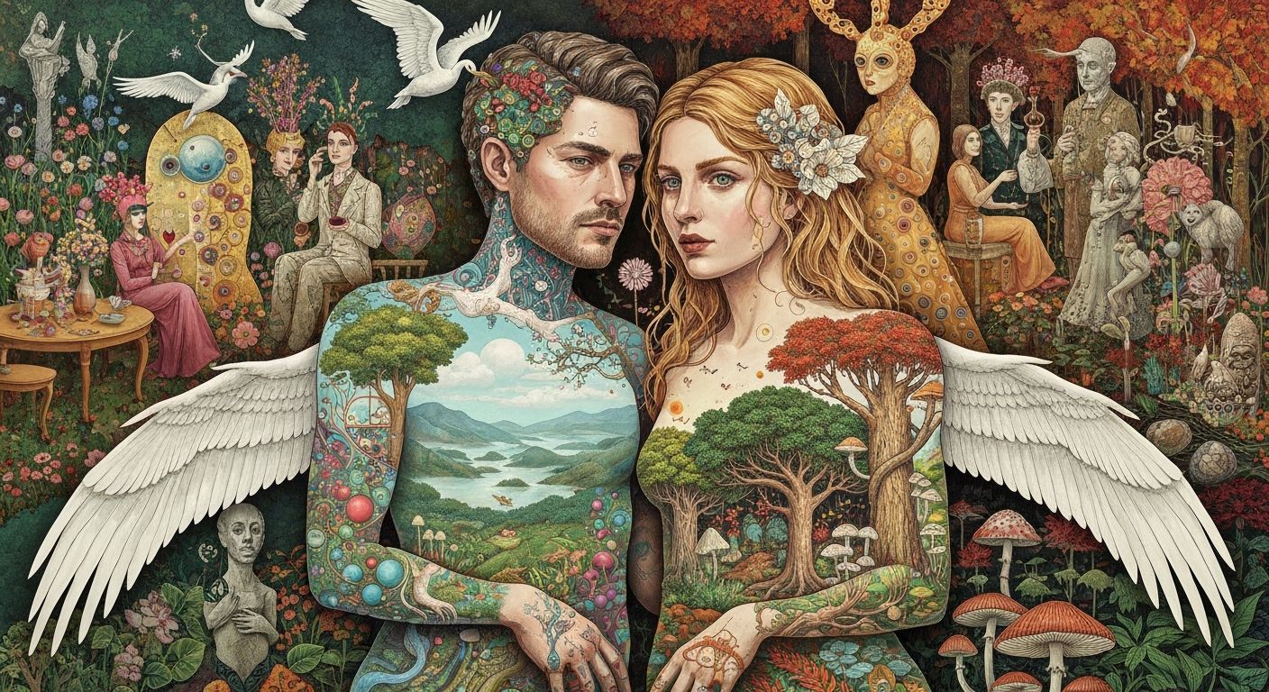 Surreal Forest Community Inspired by Klimt and Bosch