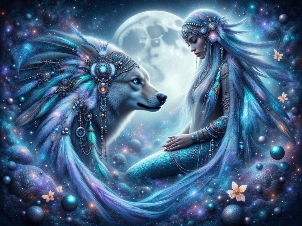 Ethereal Mermaid Spirit in Cosmic Dreamscape