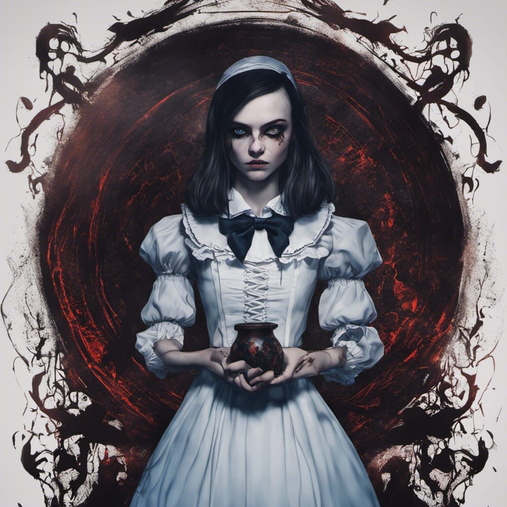 Dark and Sinister Alice: Digital Illustration