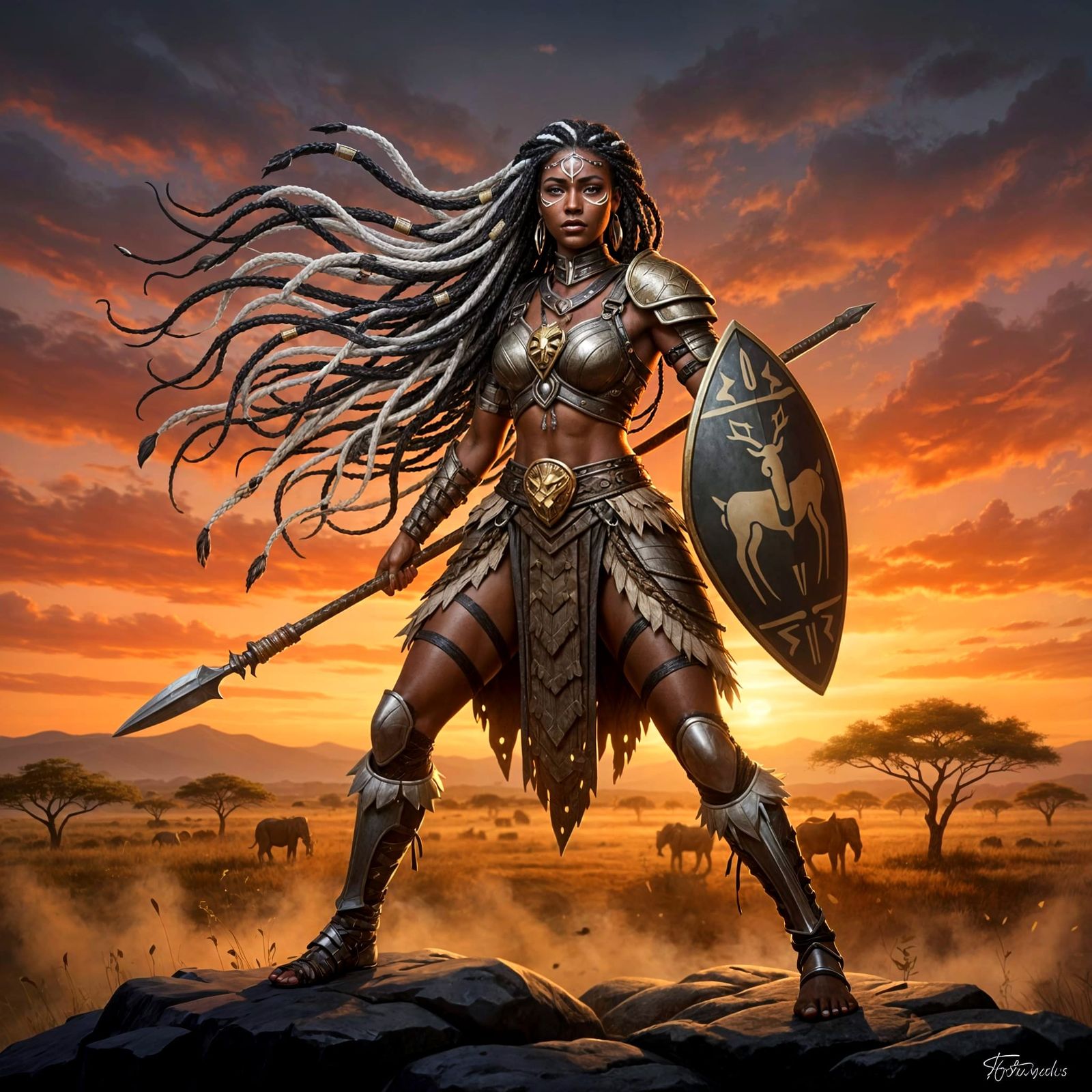 African Warrior with Braided Snake Hair