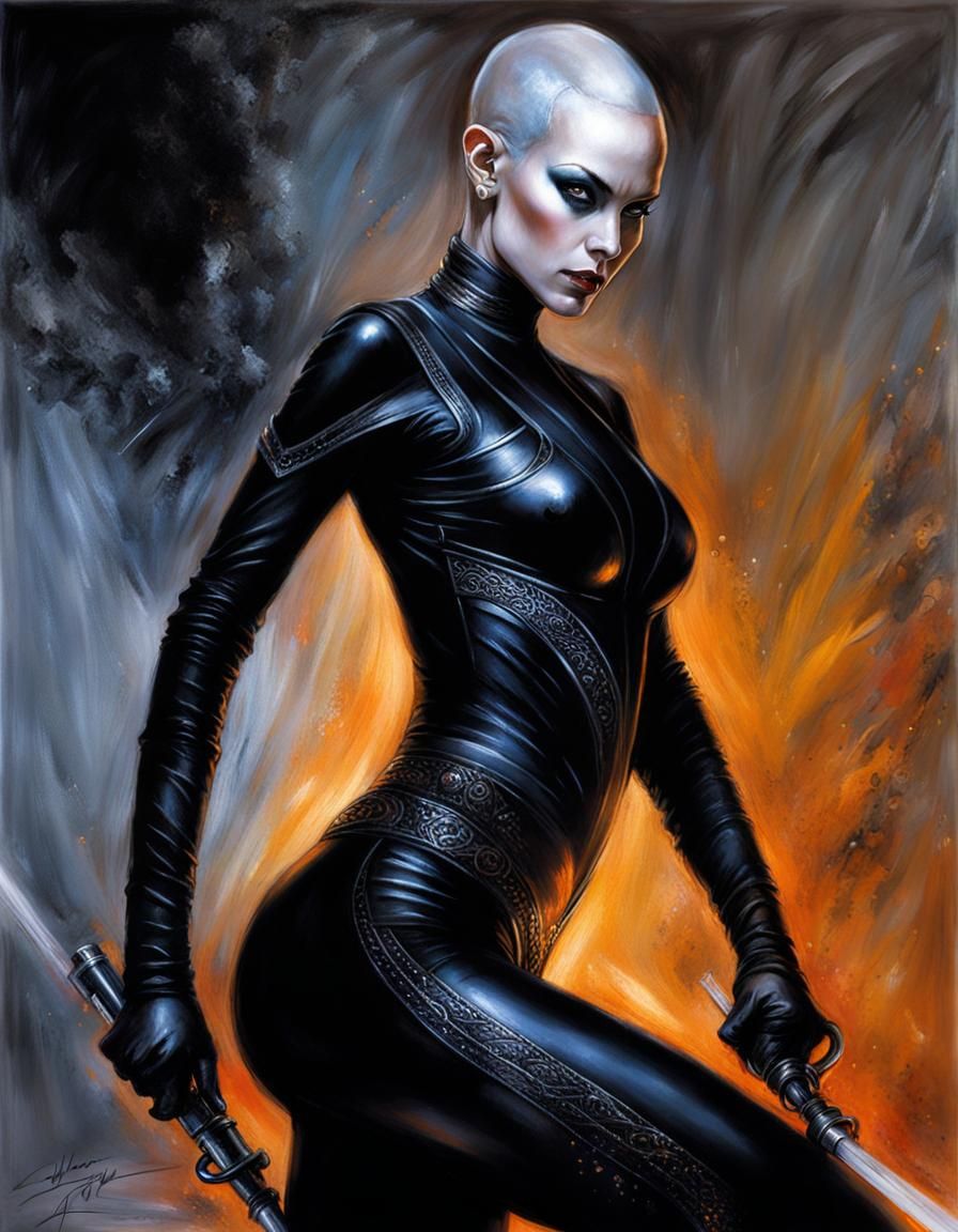 Asajj Ventress Sith Assassin Portrait in Oil Painting Style