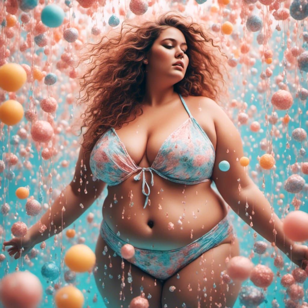 Curvy Woman in Pastel Bikini: Hyperrealistic Art
