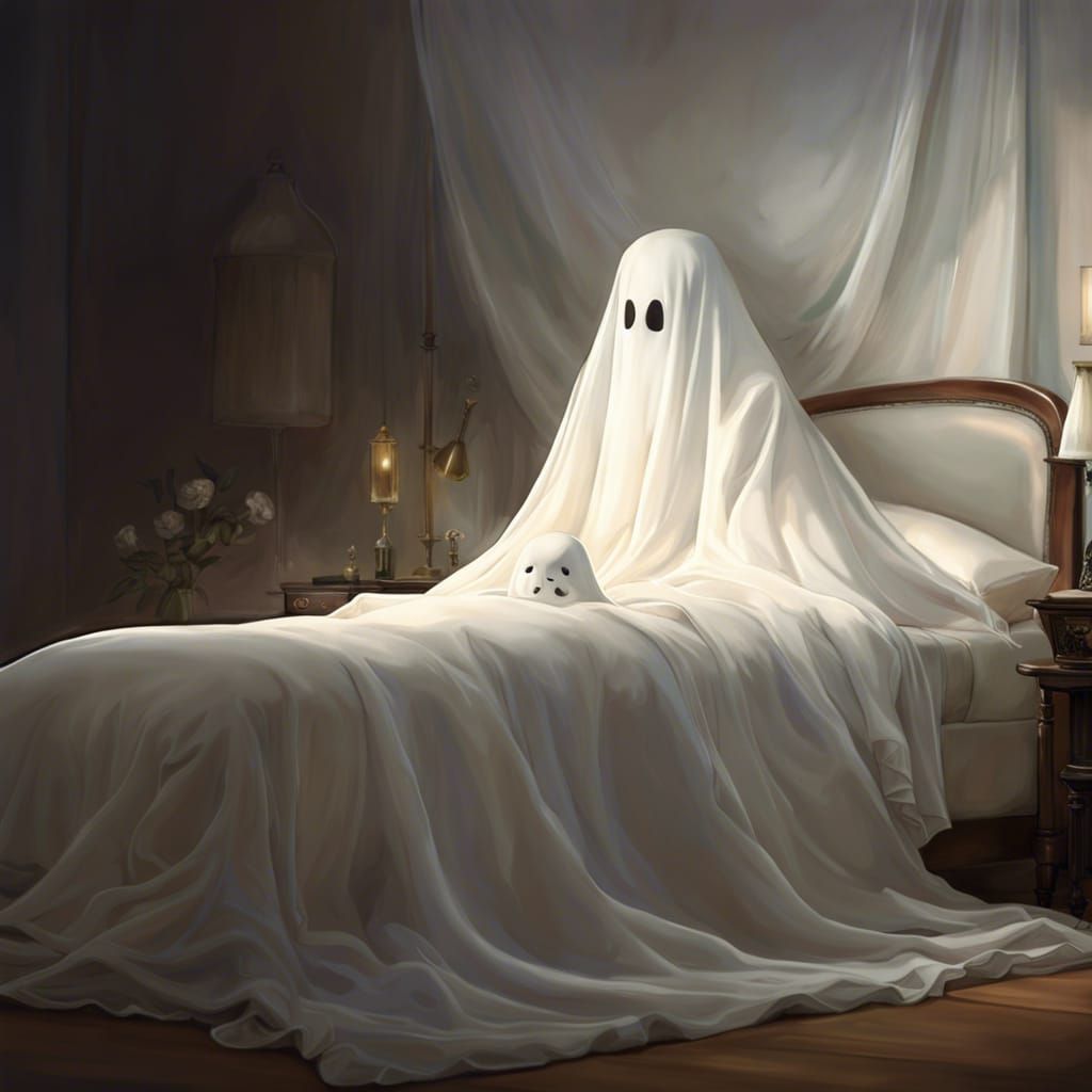 Adorable Ghost Under Sheet: Fantasycore Artwork