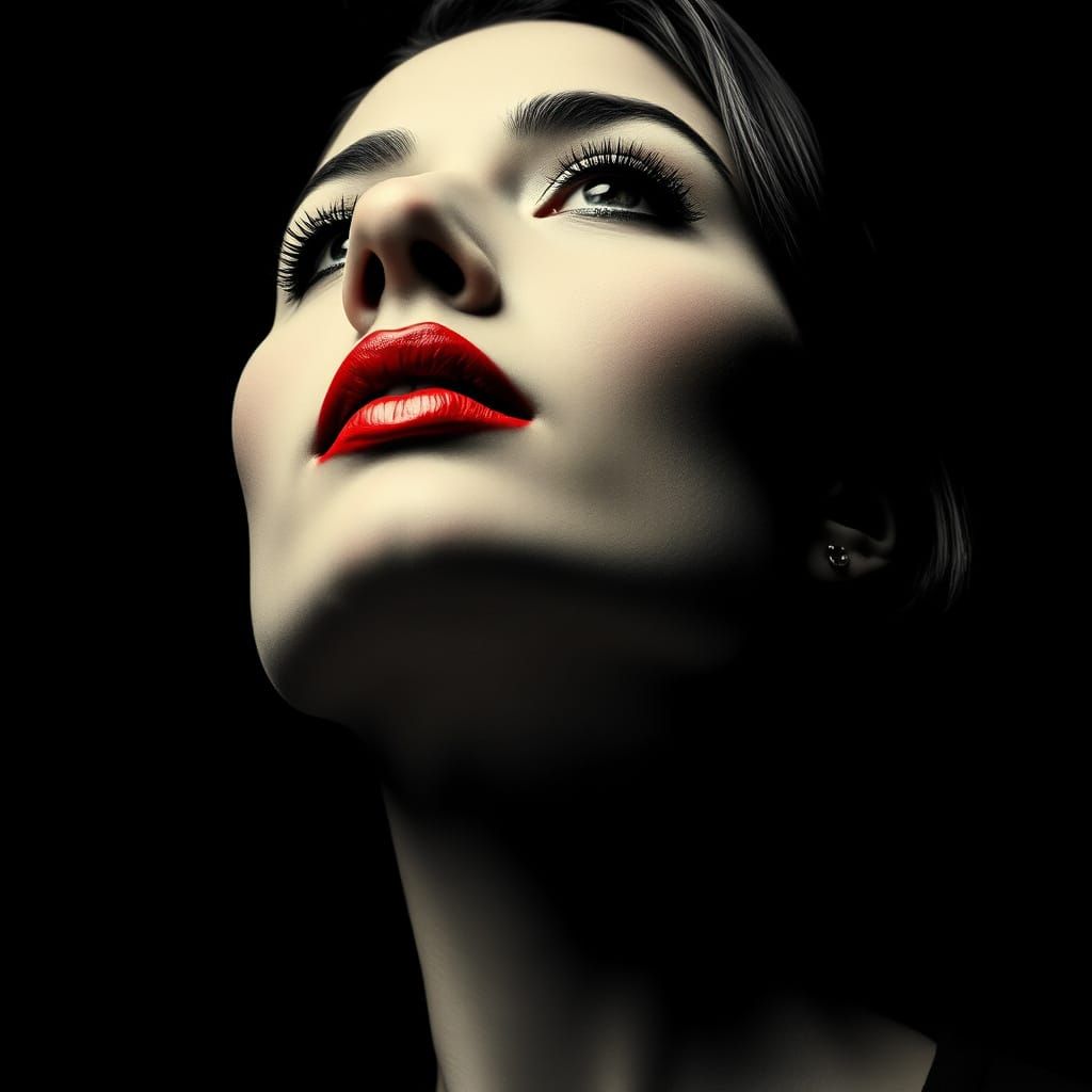 Sophisticated Woman Portrait with Vintage Halftone Effect